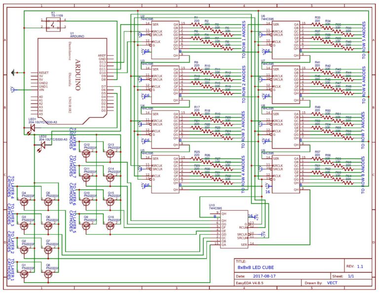 ARDUINO KONTROLLÜ 8x8x8 LED KÜP - Proje Sayfam